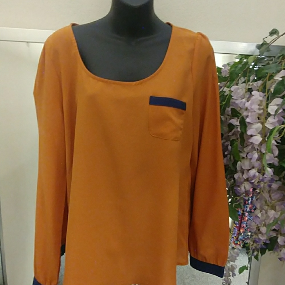 Edge Georgette Two Tone High Low Blouse